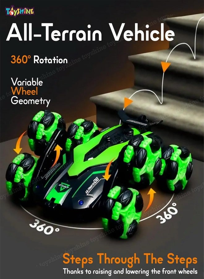 توي شاين سيارة توي شاين بست عجلات، قابلة للدوران 360 درجة، تعمل بجهاز تحكم عن بعد، قابلة لإعادة الشحن، ذات ذراع متأرجح، قابلة للتشوه، للطرق الوعرة، بتردد 2.4 جيجاهرتز - أخضر - Image 4